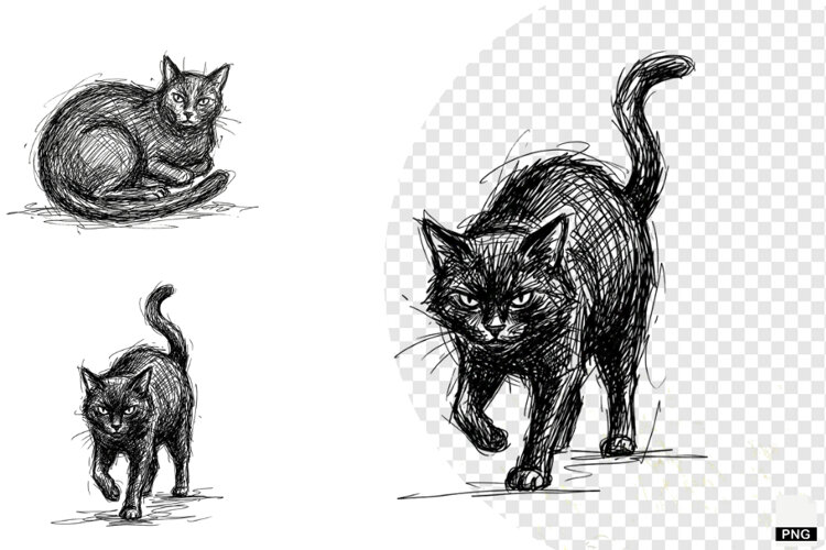 Halloween Black Cats PNG example image 1