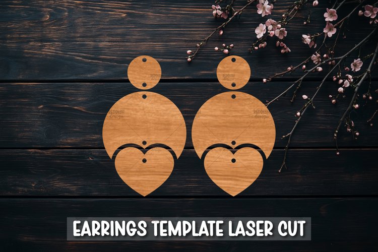 Valentine Heart Template earrings SVG I Laser Cut Files