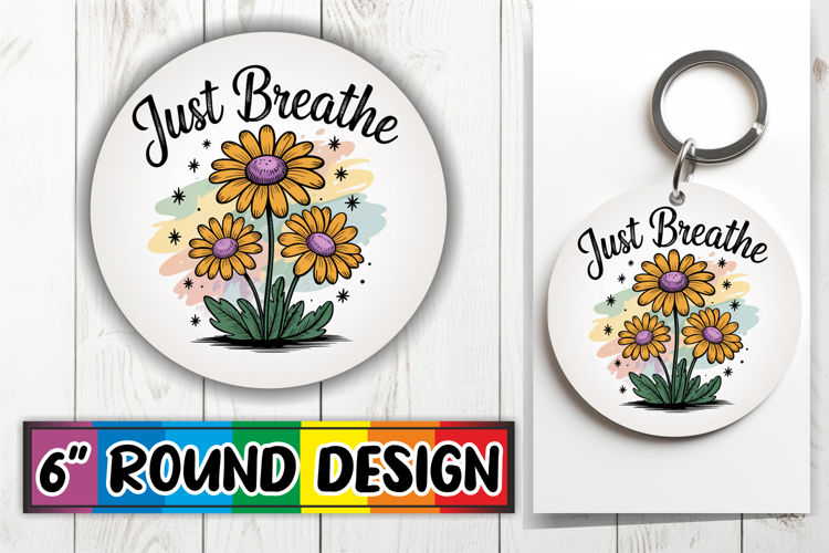 Whimsical Car Coaster Round, Flowers Quote