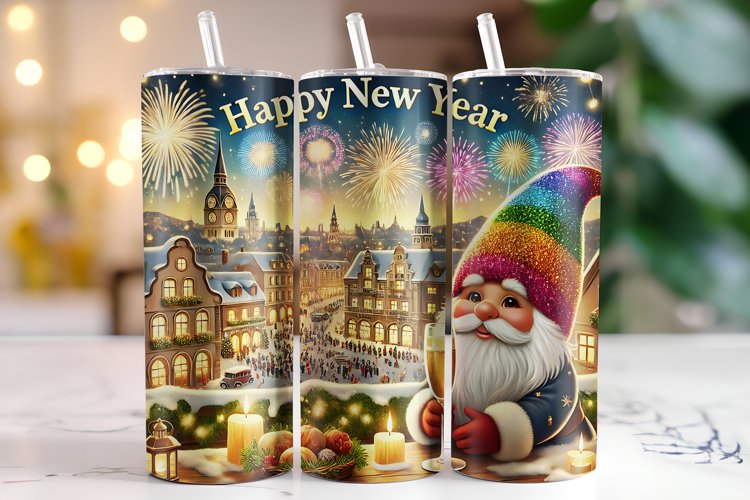 Christmas Happy New Year 2025 Tumbler Wrap | Sublimation example image 1