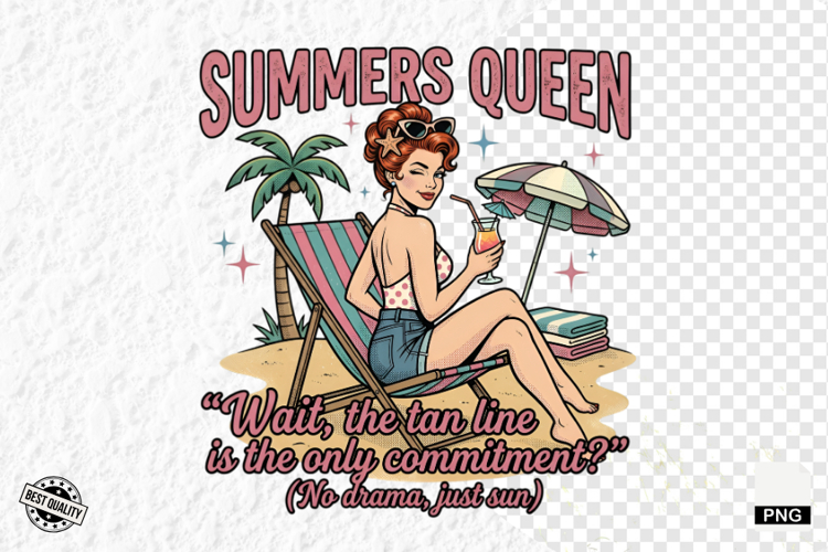 Funny Vintage Summer Beach Girl Clipart