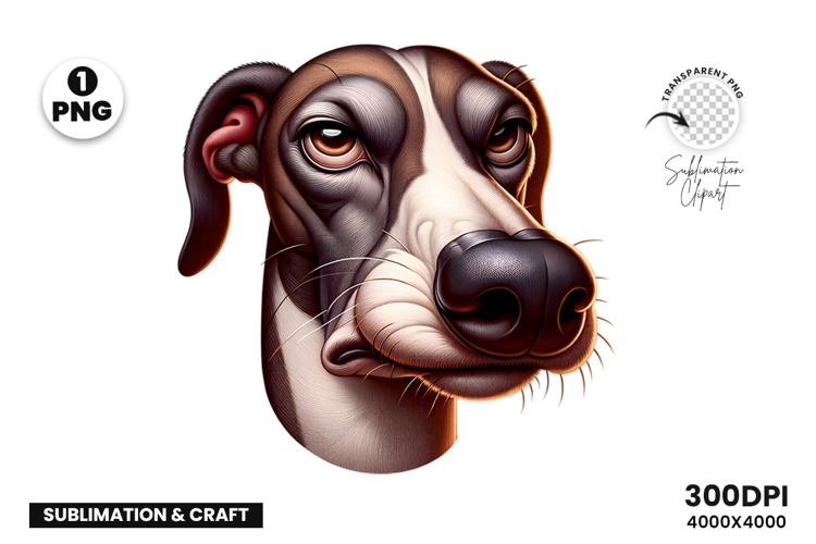 Whippet Dog Face Sarcastic Clipart Sublimation PNG
