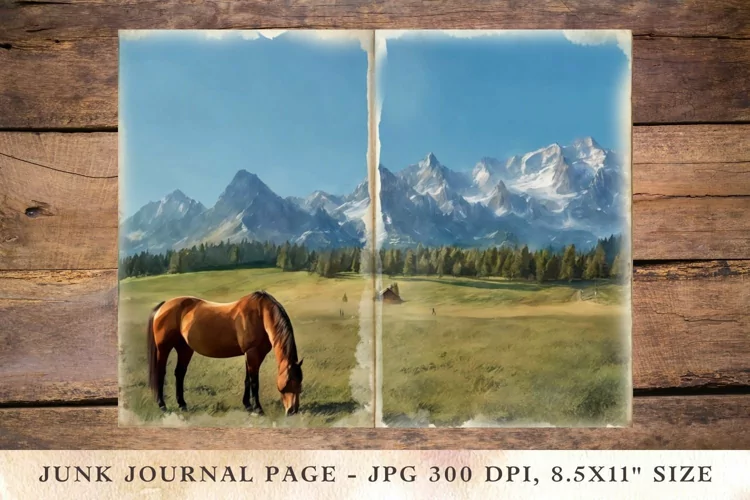 Printable Junk Journal Pages highland horse 4
