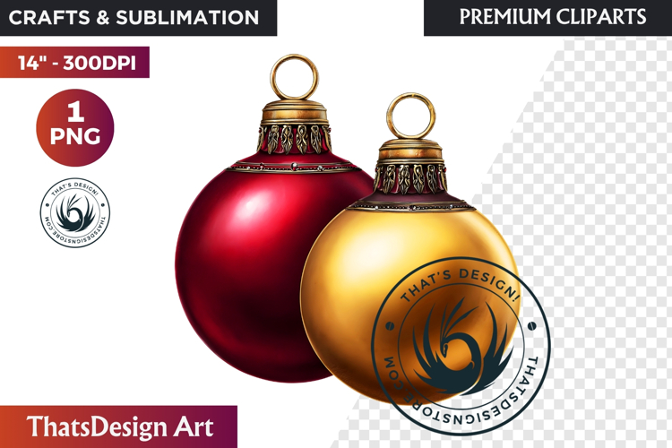 Christmas Baubles Clipart, Festive Holiday Ornaments PNG