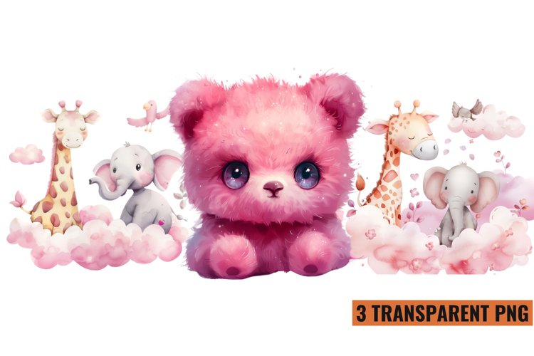 Watercolor Pink Baby Shower Clipart , PNG