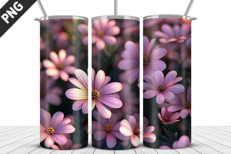 3D Daisy Flowers 20oz Tumbler Wrap | Sublimation Design