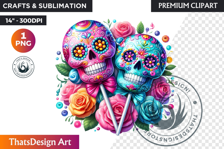 Pastel Floral Day of the Dead Clipart PNG,sugar skull design
