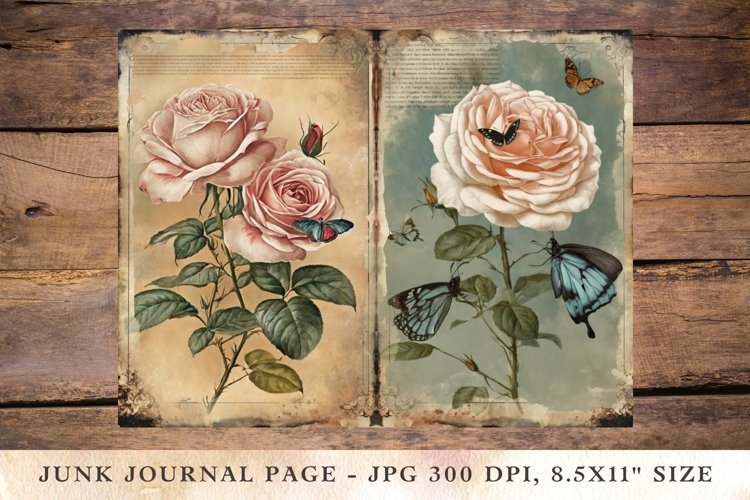 Printable Junk Journal Pages flower 8 example image 1