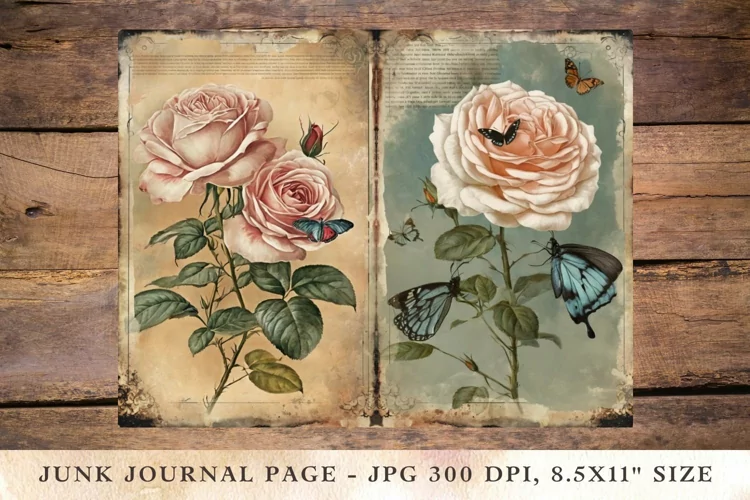 Printable Junk Journal Pages flower 8