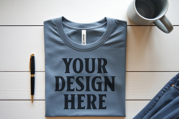 Athletic Heather Bella Canvas 3001 Flat Lay T-Shirt Mockup