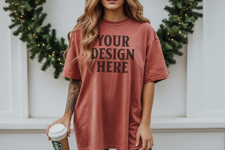 Christmas Comfort Colors 1717 Brick TShirt Mockup, CC 1717