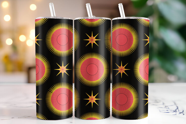 Sun Pattern Tumbler Wrap | Sublimation | Tumblers example image 1