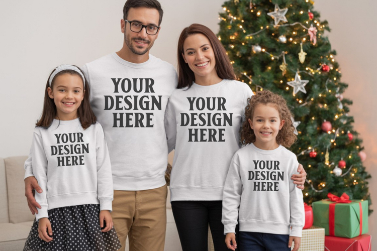 Christmas Family Matching T-Shirt Mockups | Holiday Group