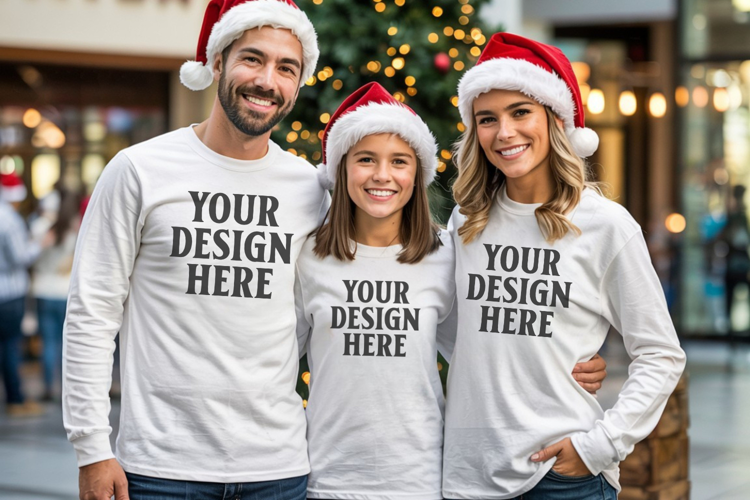 Christmas Family Matching T-Shirt Mockups | Holiday Group