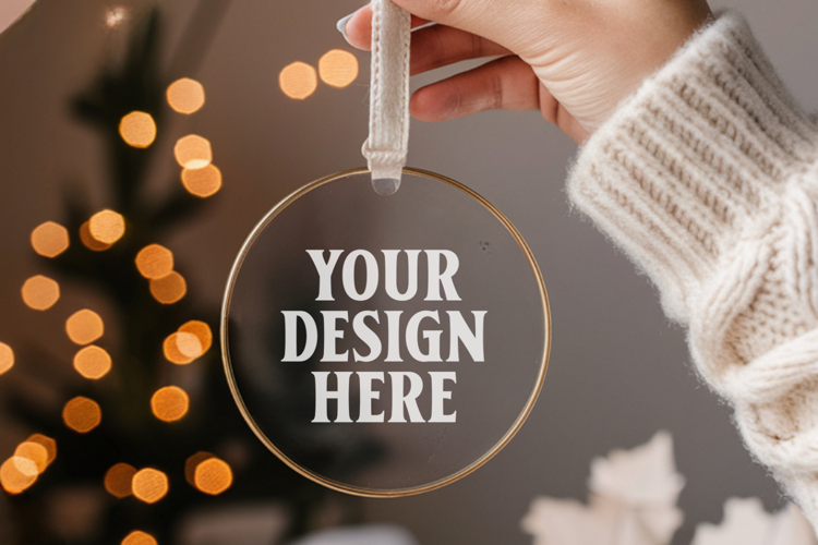 Acrylic Christmas Ornament Mockups | Clear Holiday Ornament