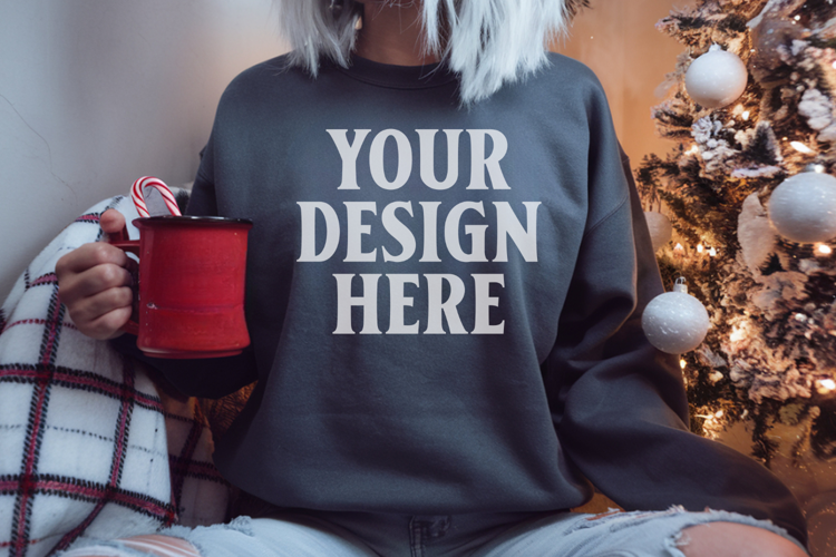 Comfort Colors 1566 Pepper Sweatshirt Mockup Real Model