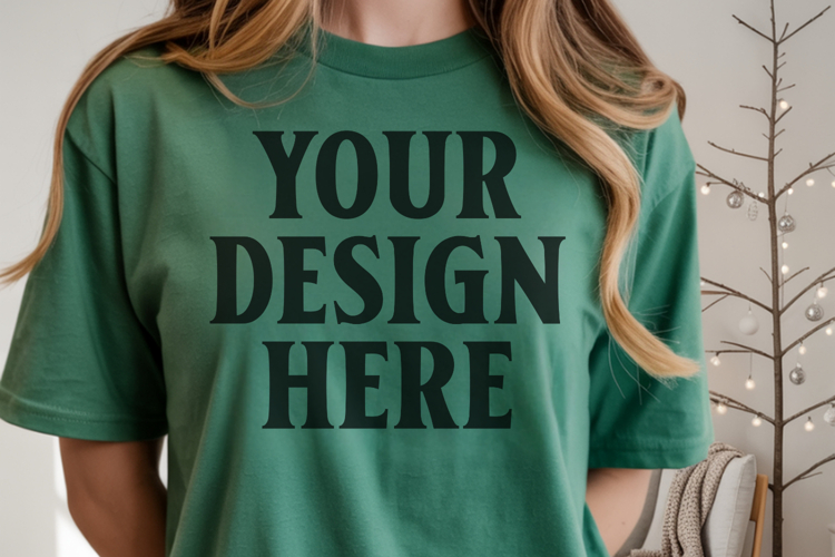 Christmas Comfort Colors 1717 Grass T-Shirt Mockup Real