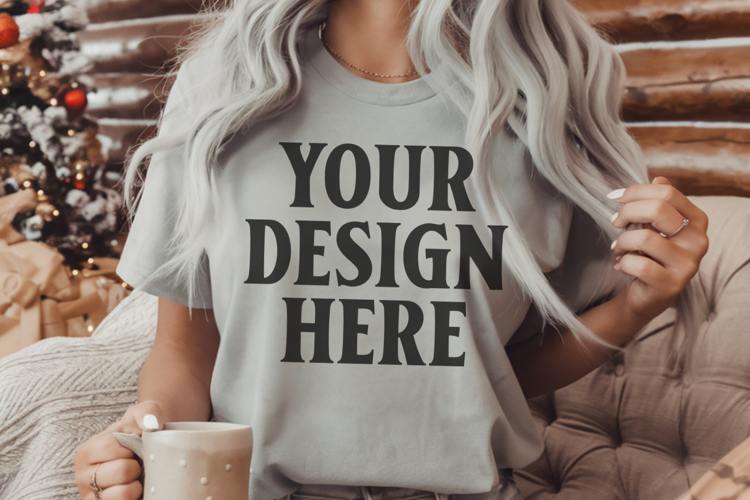 Grey Christmas Comfort Colors 1717 Mockups, CC 1717 m