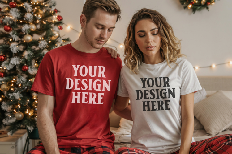 Christmas Bella Canvas 3001 Couple Mockup , BC3001 Couple mo