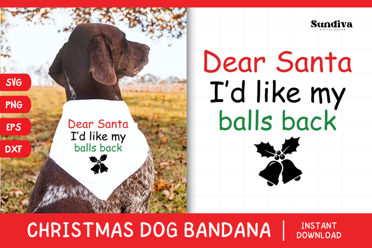 Christmas Dog Bandana Quotes SVG | I'd Like My Balls Back