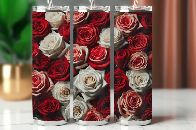 Valentine Tumbler Wrap 20 oz - Roses flower example image 1