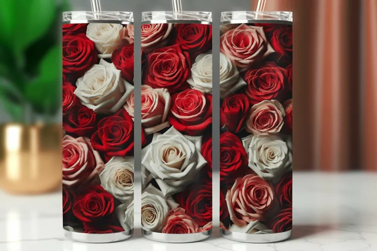 Valentine Tumbler Wrap 20 oz - Roses flower