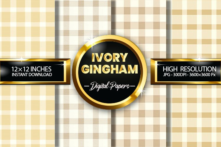 Ivory Gingham Digital Papers - 04 Variations example image 1