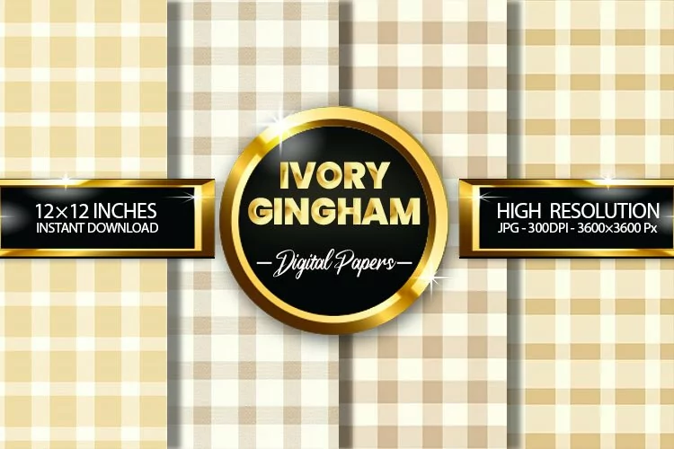 Ivory Gingham Digital Papers - 04 Variations