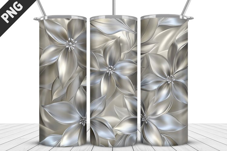 3D Daisy Flowers 20oz Tumbler Wrap | Sublimation Design example image 1