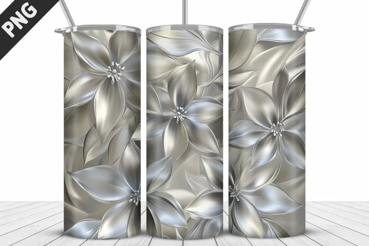 3D Daisy Flowers 20oz Tumbler Wrap | Sublimation Design