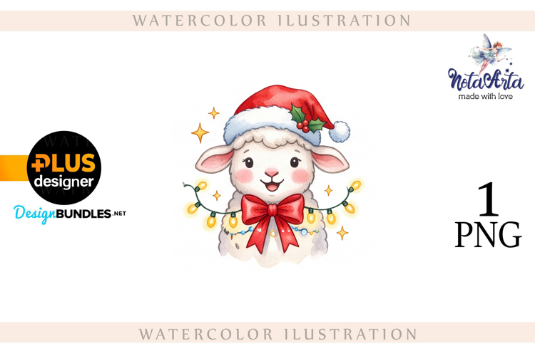 Christmas Sheep in Watercolor Style