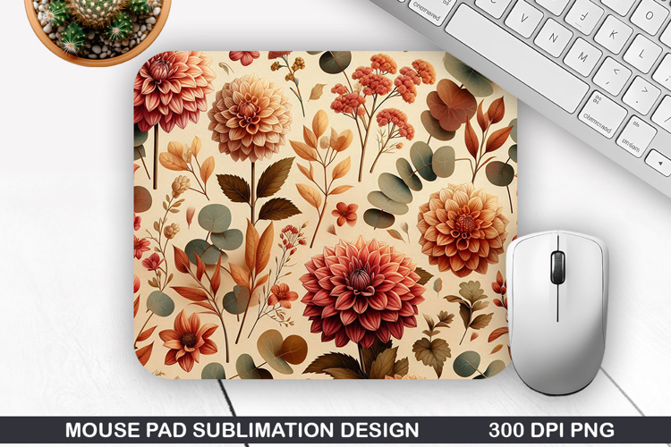 Flowers Mouse Pad Sublimation, Autumn Mouse Pad PNG Design