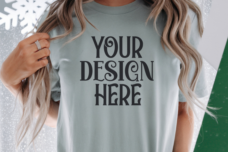 Grey Comfort Colors 1717 Christmas Mockup, CC 1717