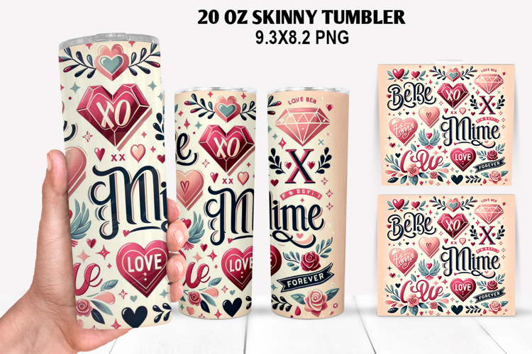 Valentine Skinny Tumbler 20oz Wrap Design, Valentine Tumbler