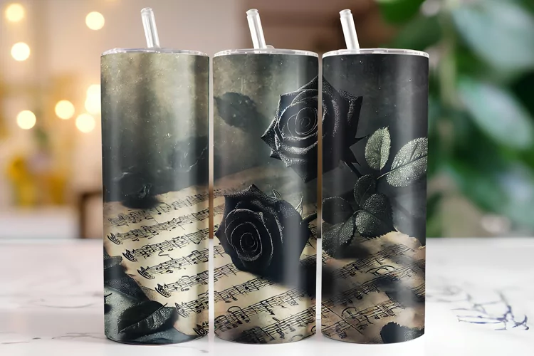 Black Rose Tumbler Wrap | Sublimation