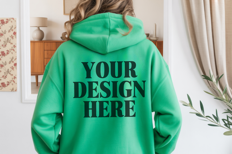 Irish Green Gildan 18500 Hoodie Mockup ,Cozy Unisex Sweatshi