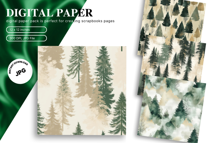 Christmas Tree Pattern Digital Paper Background Seamless_42