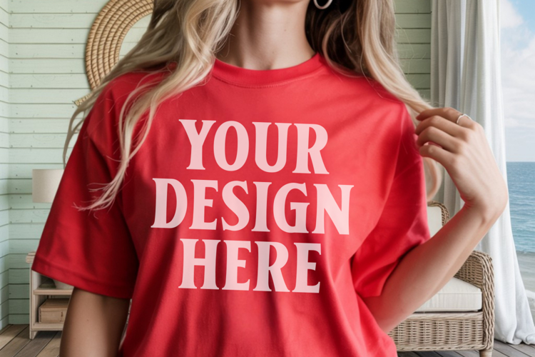 Comfort Colors 1717 Red T-Shirt Mockup