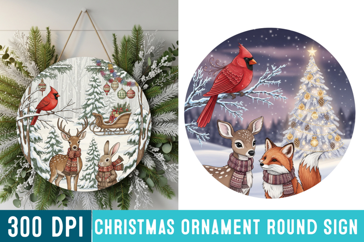 Christmas Ornaments Round Sign PNG, Christmas Round Sign PNG