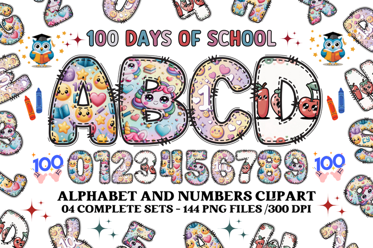 Back to School Alphabet png, letters doodle, school clipart