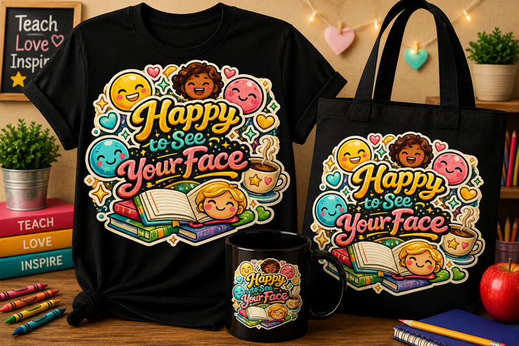 Happy to See Your Face PNG | Teacher Classroom Sublimation