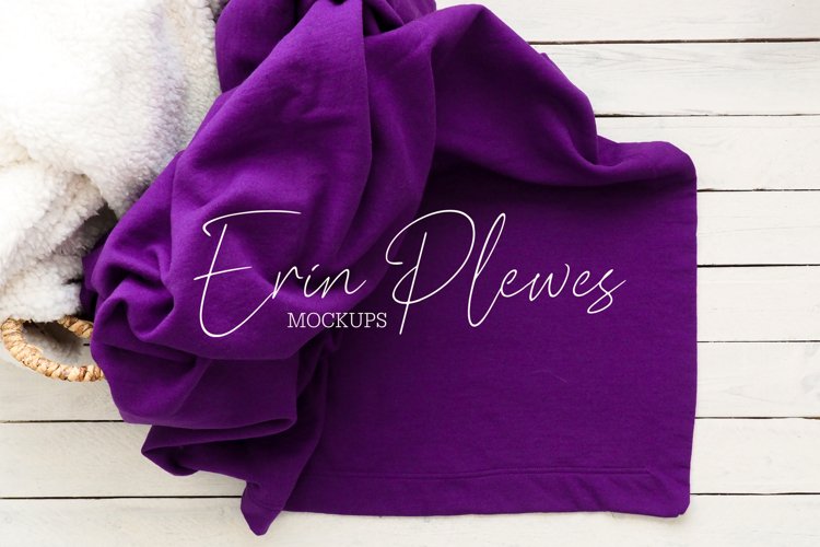 Blanket Mock Up| Purple Stadium Blanket Mockup| Template example image 1