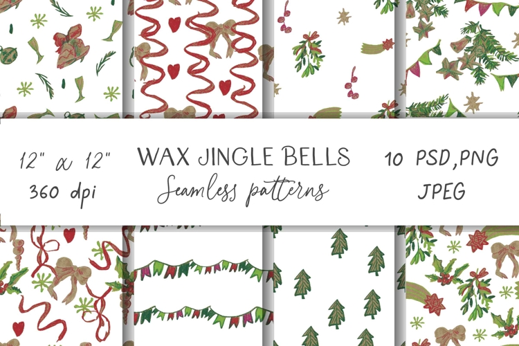 Wax Crayons Jingle Bells Seeamless Patterns