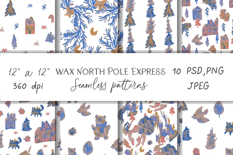 Wax Crayons North Pole Express Seamless Patterns
