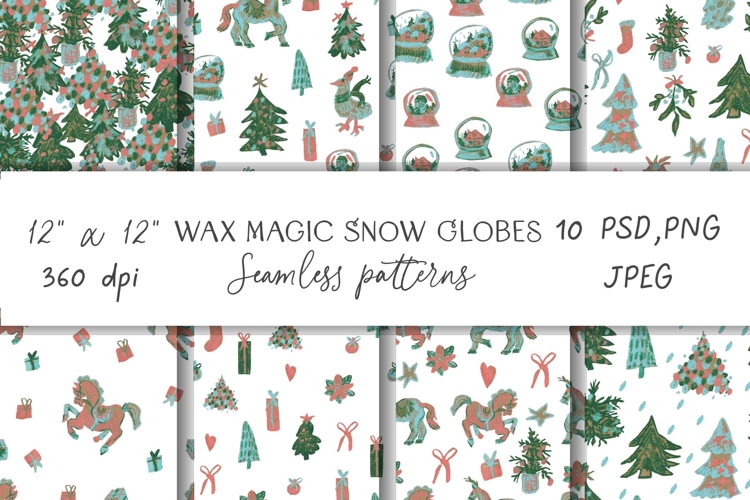 Wax Crayons Magic Snow Globes Seamless Patterns