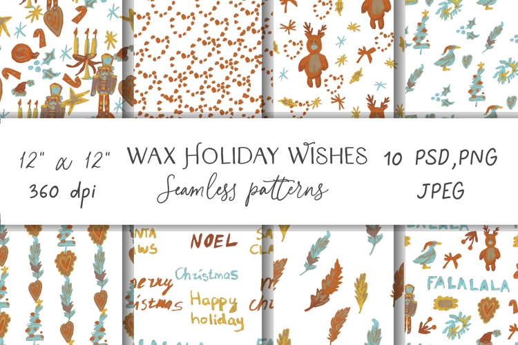 Wax Crayons Holiday Wishes Seamless Patterns