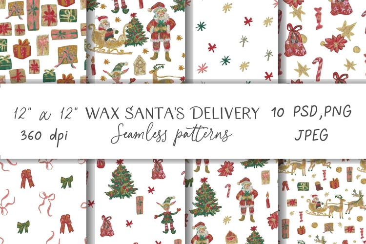 Wax Crayons Santa’s Delivery Seeamless Patterns