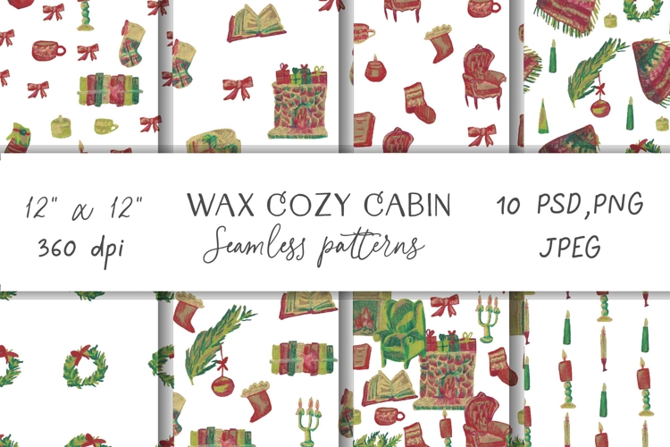 Wax Crayons Cozy Cabin Seamless Patterns
