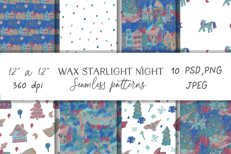 Wax Crayons Starlight Night Seamless Patterns