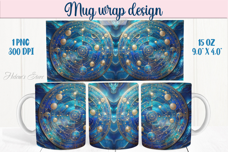Abstract cosmic sky mug wrap 15 oz sublimation designs png example image 1
